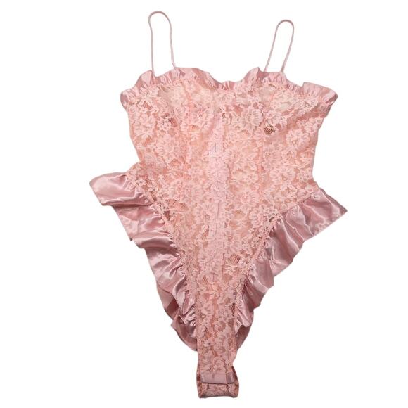 Victoria's Secret Vintage Gold Label Coral Pink Medium Teddy Lingerie Bodysuit - Picture 14 of 16